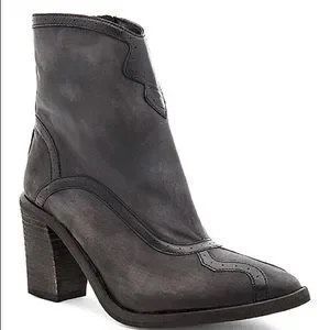 Free People Winding Road Boots Vintage Black Gray Leather Ankle Booties Size 9.5